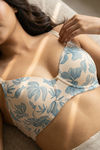 Zivame Floral Grace Padded Non Wired 3/4th Coverage Tshirt Bra - White Base With Blue Flower — thumbnail 5
